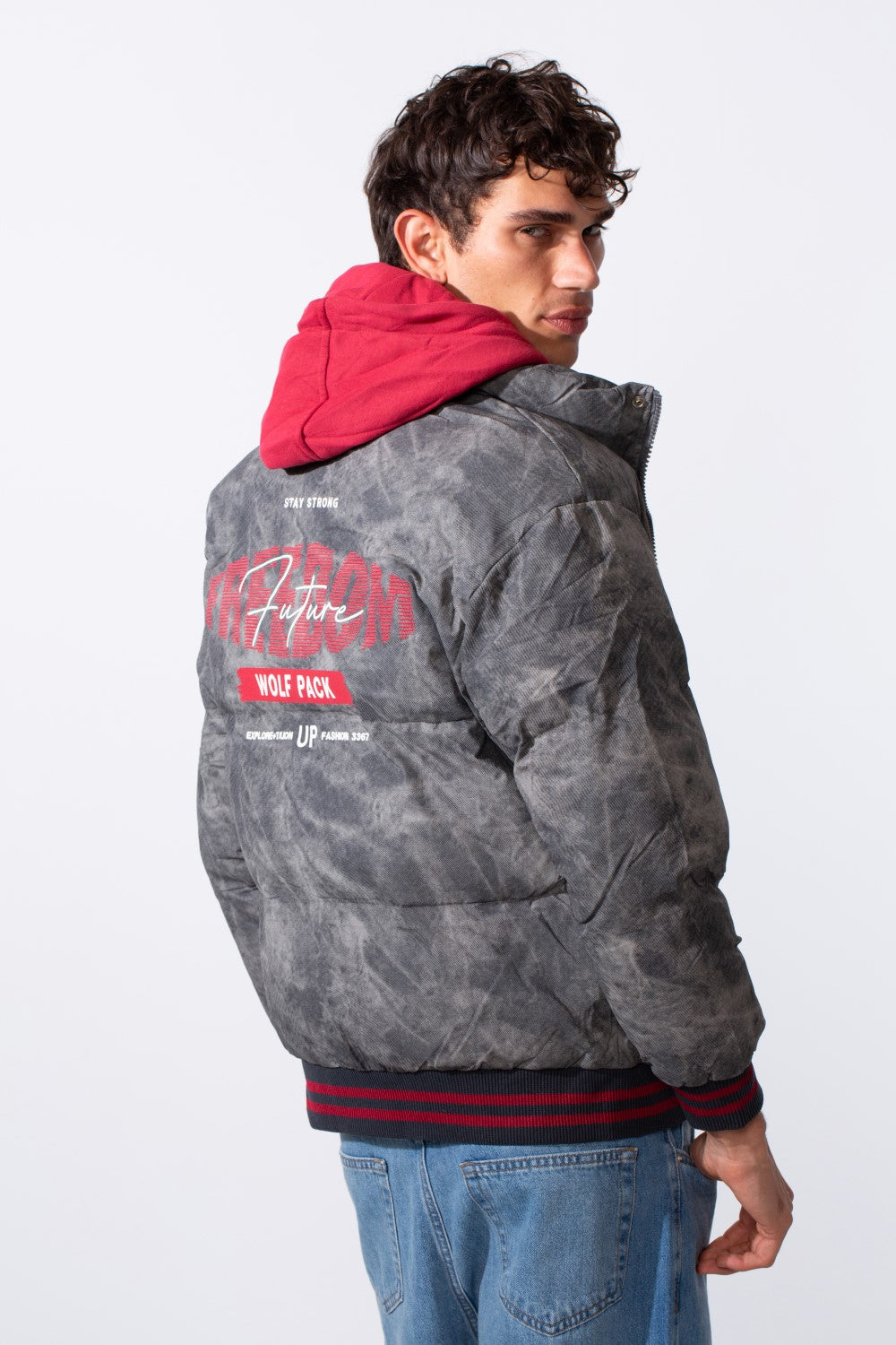 Men's Printed 2-Layer Look Waterproof Jacket