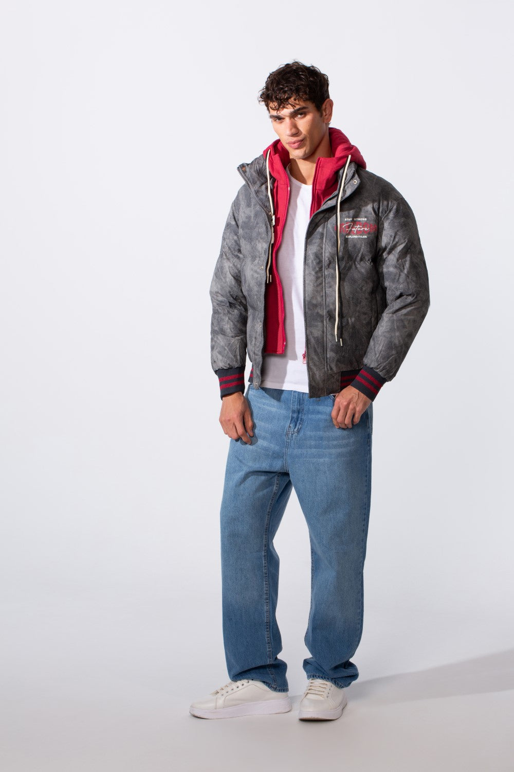 Men's Printed 2-Layer Look Waterproof Jacket