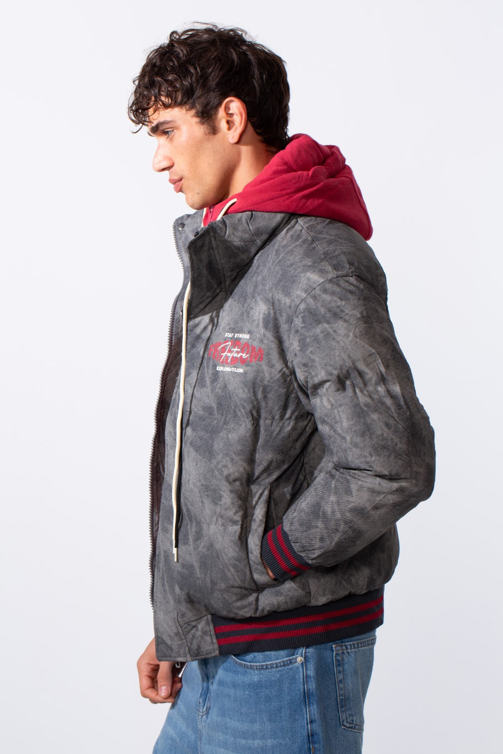 Men's Printed 2-Layer Look Waterproof Jacket