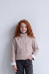 Girl's Tomato Store Jacket High Neck Slim Fit Waterproof Front Utility Flap Pockets