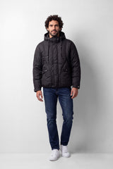 Men's Tomato Store Padded Waterproof Slim Fit Jacket Hooded Full-Zip Front Snap Flap Pockets
