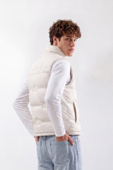 Men's Tomato Store Waterproof Padded Vest Sleeveless High Neck Chest Logo Patch