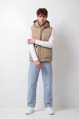 Men's Tomato Store Winter Padded Utility Vest Sleeveless Hooded Design Waterproof Slim Fit