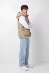 Men's Tomato Store Winter Padded Utility Vest Sleeveless Hooded Design Waterproof Slim Fit