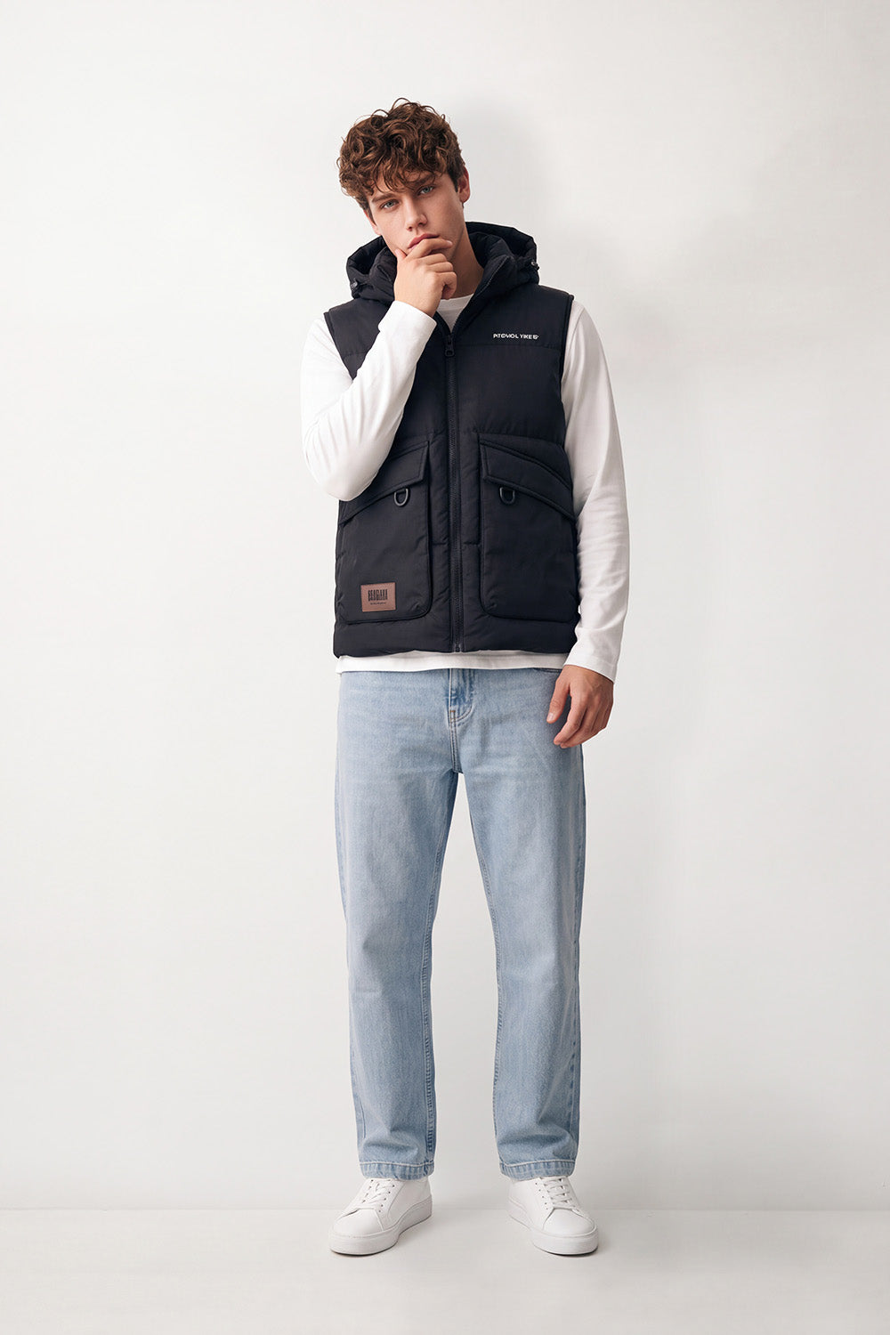 Men's Tomato Store Winter Padded Utility Vest Sleeveless Hooded Design Waterproof Slim Fit
