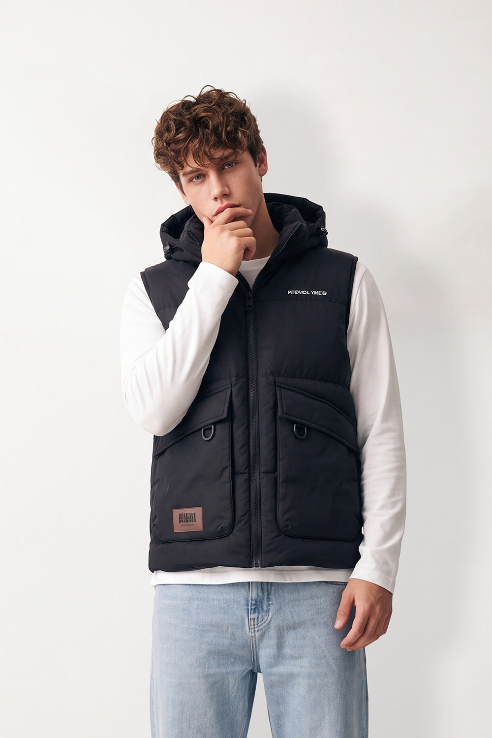 Men's Tomato Store Winter Padded Utility Vest Sleeveless Hooded Design Waterproof Slim Fit