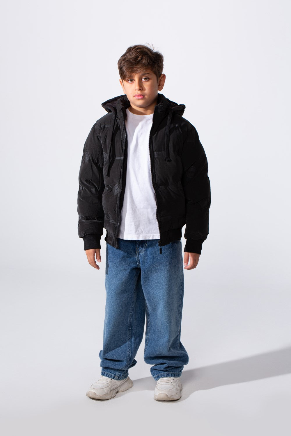 Boy's Long Sleeve Full-Zip Side Zip Pockets Hooded Puffer Waterproof Jacket