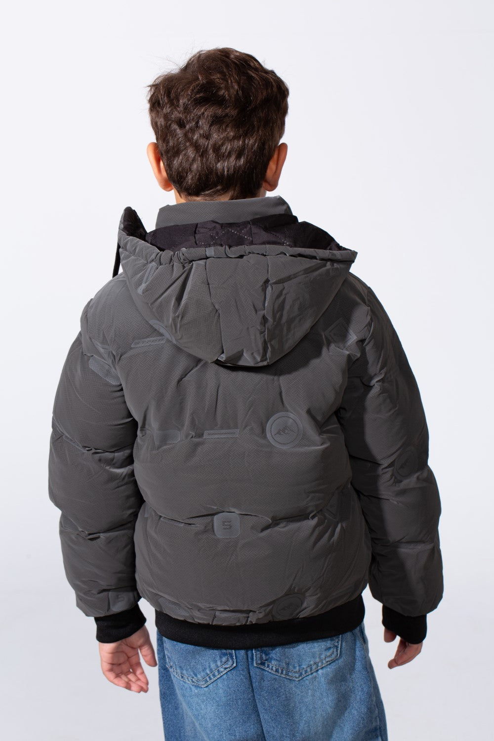 Boy's Long Sleeve Full-Zip Side Zip Pockets Hooded Puffer Waterproof Jacket