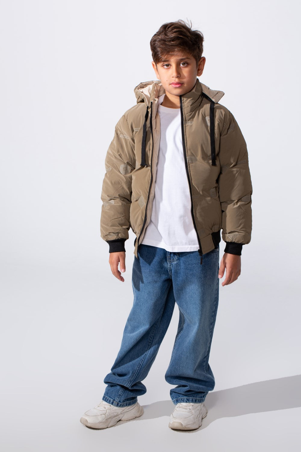 Boy's Long Sleeve Full-Zip Side Zip Pockets Hooded Puffer Waterproof Jacket