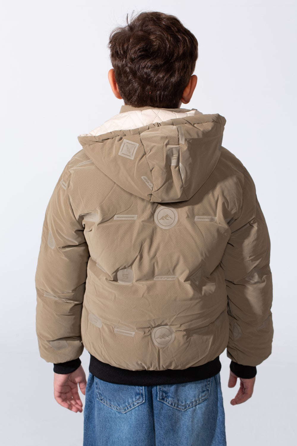Boy's Long Sleeve Full-Zip Side Zip Pockets Hooded Puffer Waterproof Jacket
