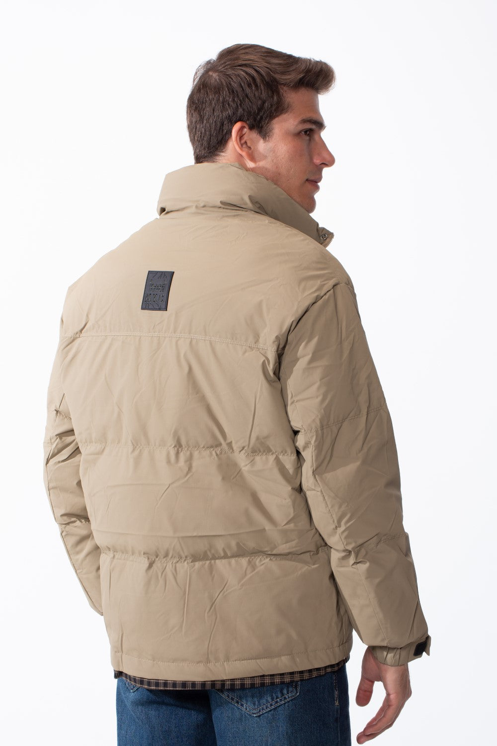 Men's Double Layers High Neck Full Front Zipper With Button Flap Large Pockets Waterproof Jacket