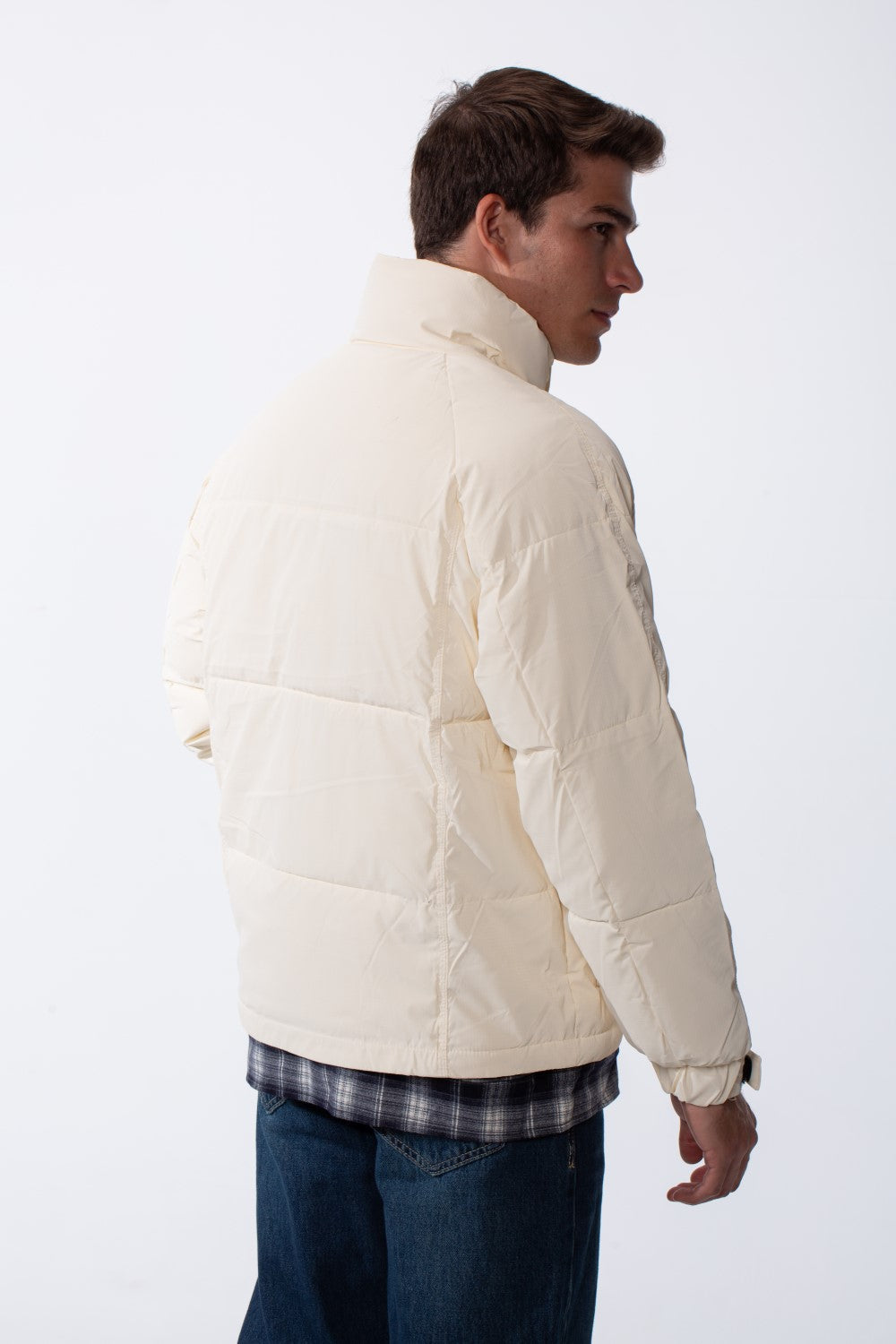 Men's Double Layers High Neck Full Front Zipper With Button Flap Large Pockets Waterproof Jacket