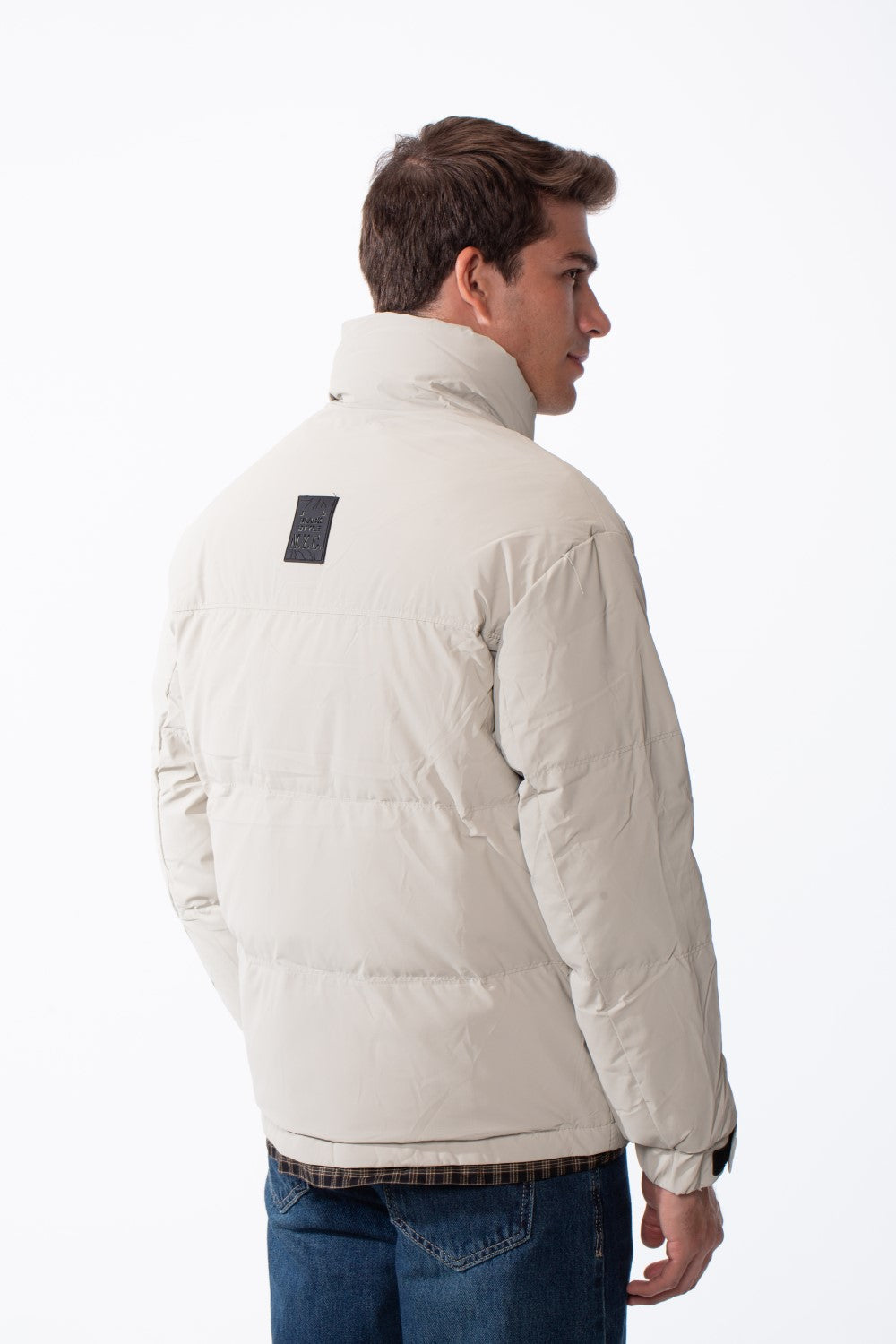 Men's Double Layers High Neck Full Front Zipper With Button Flap Large Pockets Waterproof Jacket