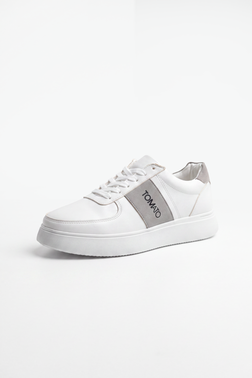 Men's Tomato Store Premium Leather-Look Sneakers Contrast Side Panel Tomato Logo Shoes