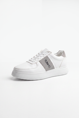 Men's Tomato Store Premium Leather-Look Sneakers Contrast Side Panel Tomato Logo Shoes