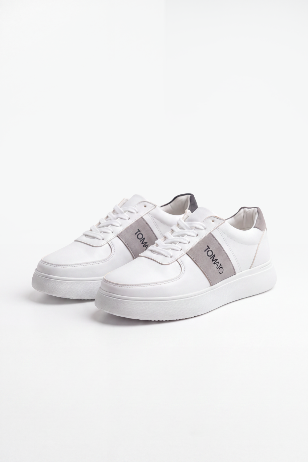Men's Tomato Store Premium Leather-Look Sneakers Contrast Side Panel Tomato Logo Shoes