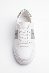 Men's Tomato Store Premium Leather-Look Sneakers Contrast Side Panel Tomato Logo Shoes