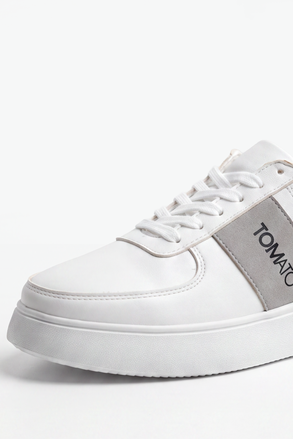 Men's Tomato Store Premium Leather-Look Sneakers Contrast Side Panel Tomato Logo Shoes