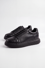 Men's Tomato Store Premium Leather Sneakers Tonal Lace-Up Design Padded Collar Shoes
