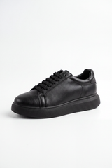 Men's Tomato Store Premium Leather Sneakers Tonal Lace-Up Design Padded Collar Shoes