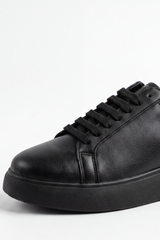Men's Tomato Store Premium Leather Sneakers Tonal Lace-Up Design Padded Collar Shoes