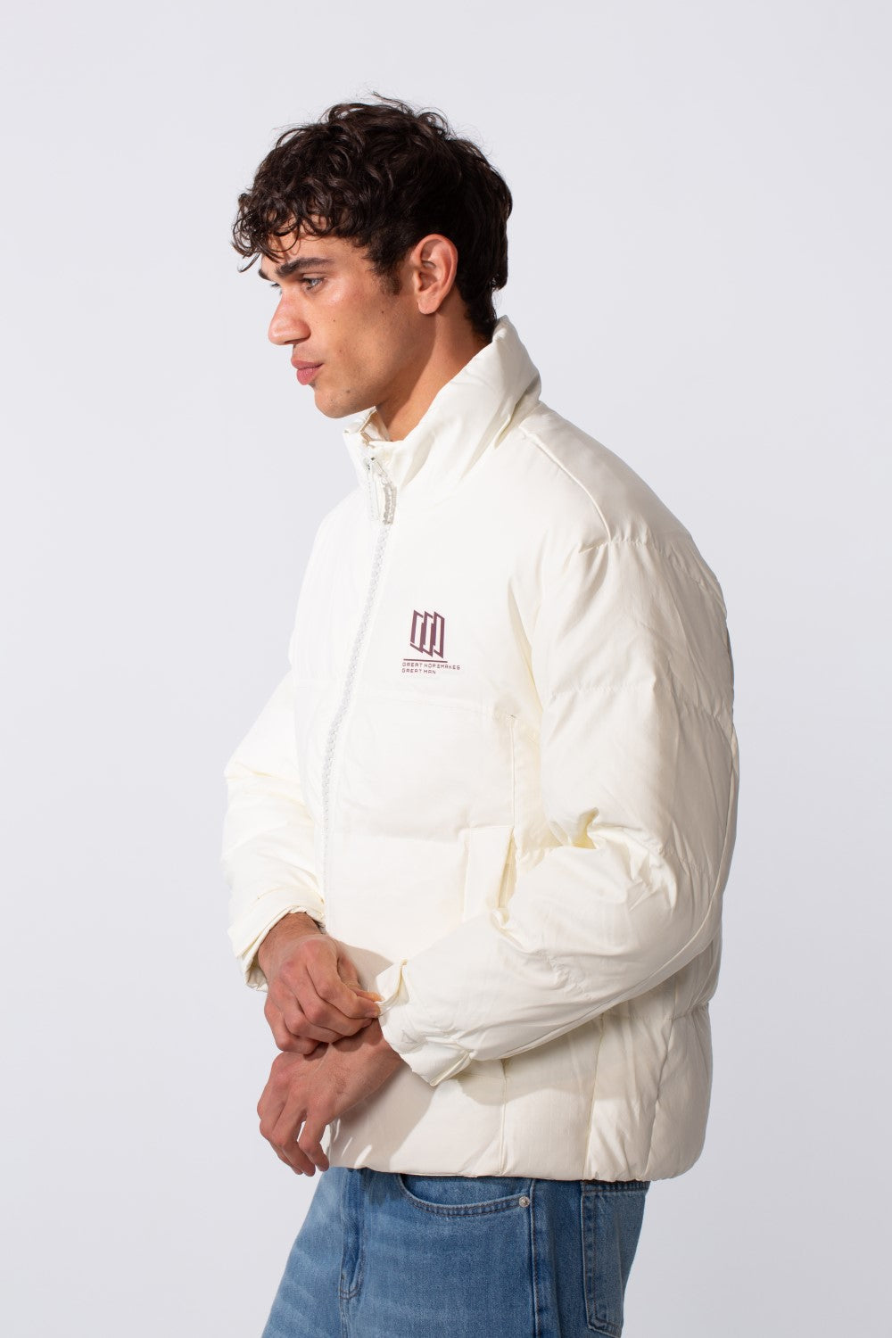 Men's Glossy Puffer Full Zip Lightweight Jacket