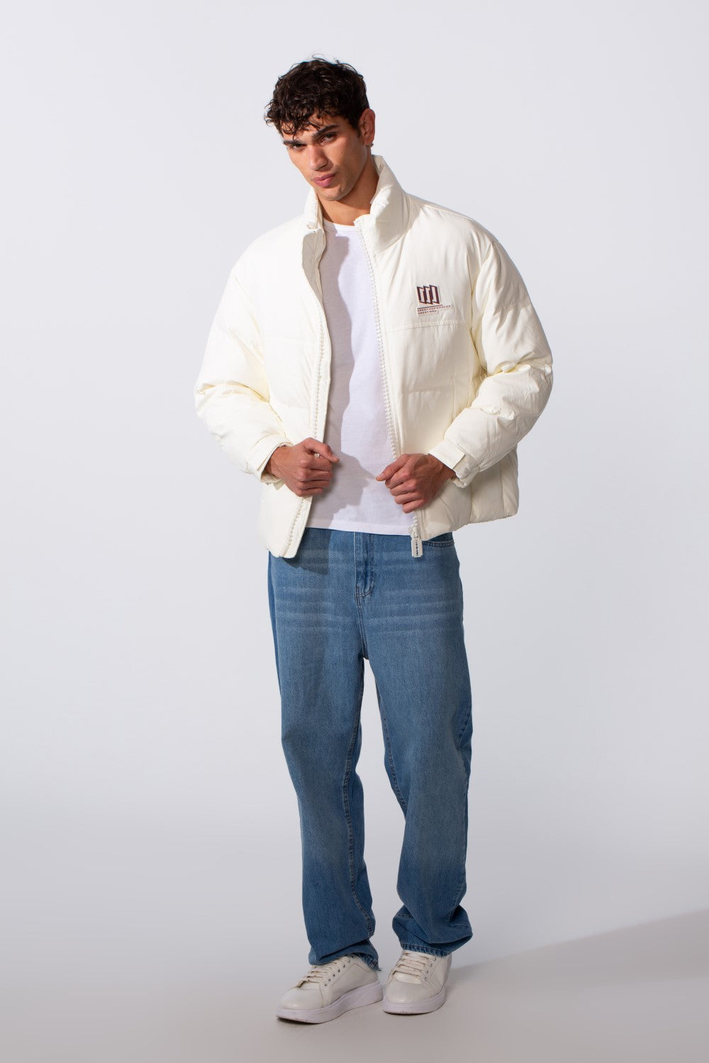 Men's Glossy Puffer Full Zip Lightweight Jacket