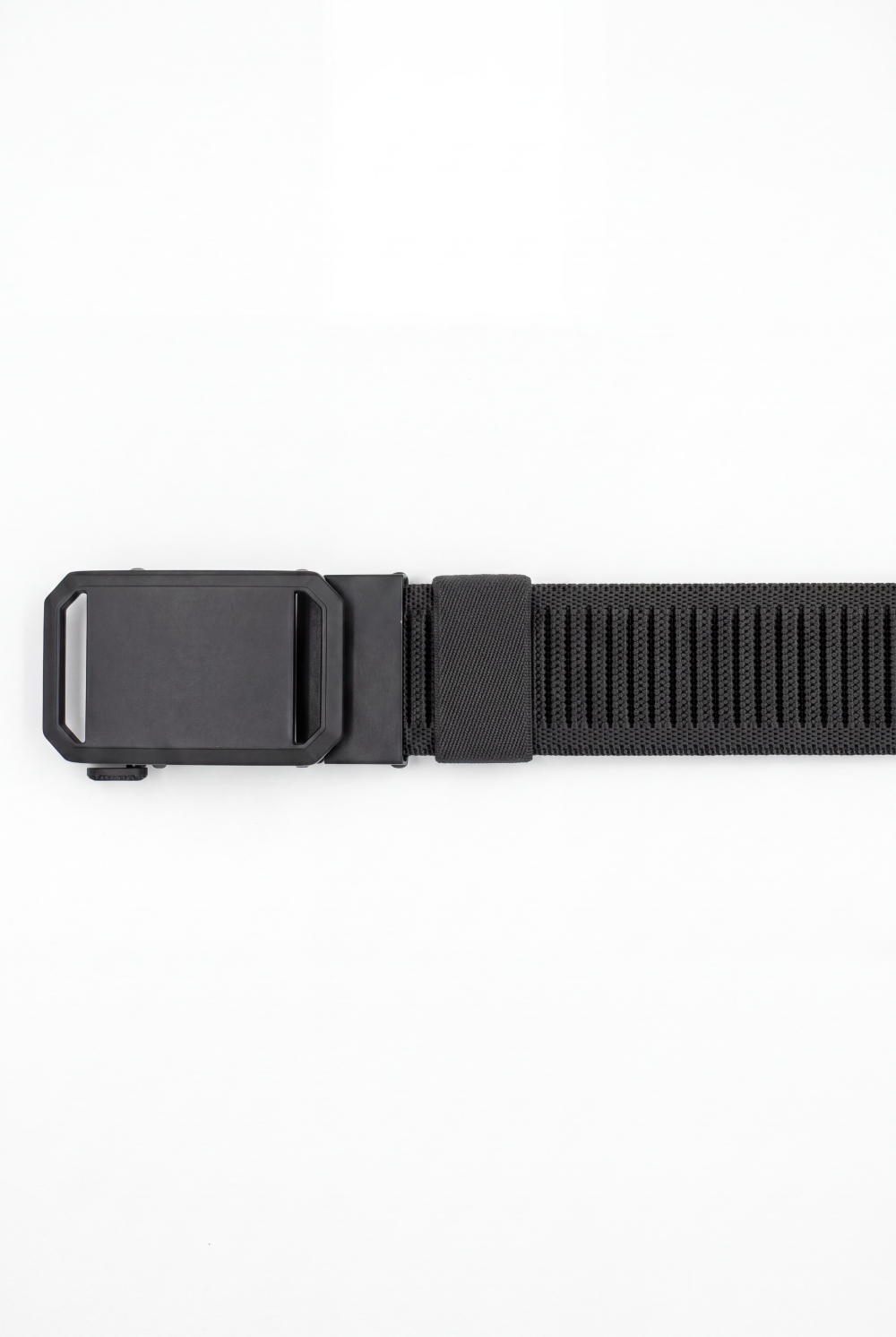 Men’s Tomato Store Angular Frame Auto Belt With Geometric Basket Weave Pattern Raised Inner Rib Grip Texture Smooth Plate Buckle