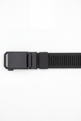 Men’s Tomato Store Angular Frame Auto Belt With Geometric Basket Weave Pattern Raised Inner Rib Grip Texture Smooth Plate Buckle