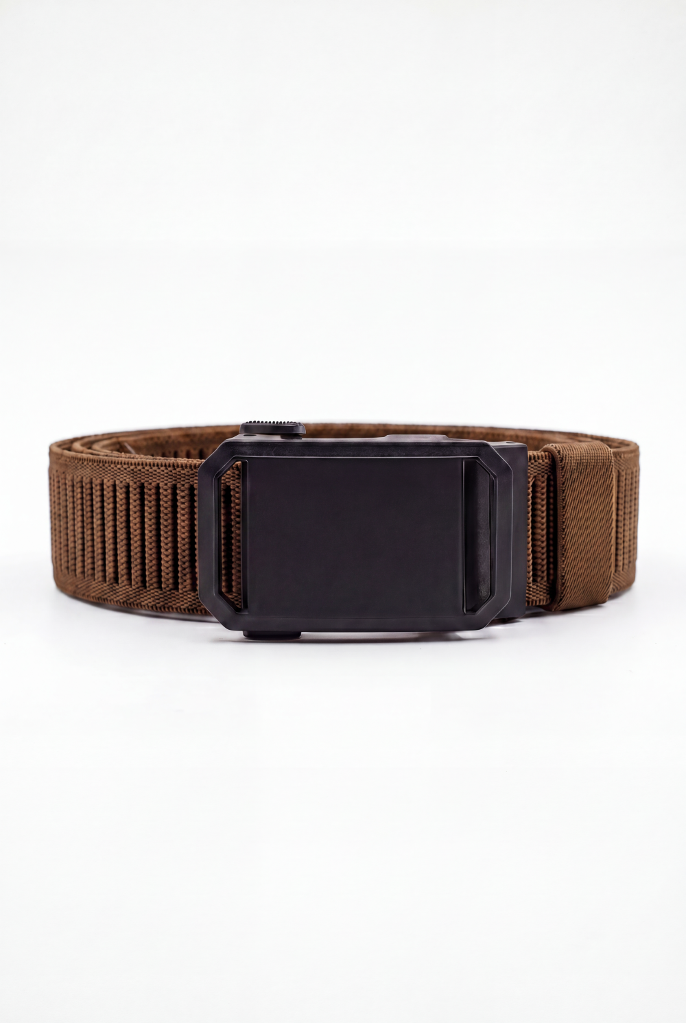 Men’s Tomato Store Angular Frame Auto Belt With Geometric Basket Weave Pattern Raised Inner Rib Grip Texture Smooth Plate Buckle