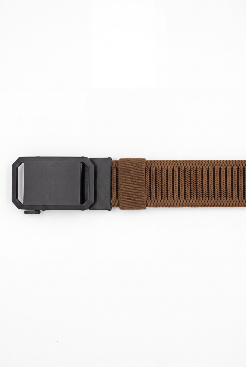 Men’s Tomato Store Angular Frame Auto Belt With Geometric Basket Weave Pattern Raised Inner Rib Grip Texture Smooth Plate Buckle