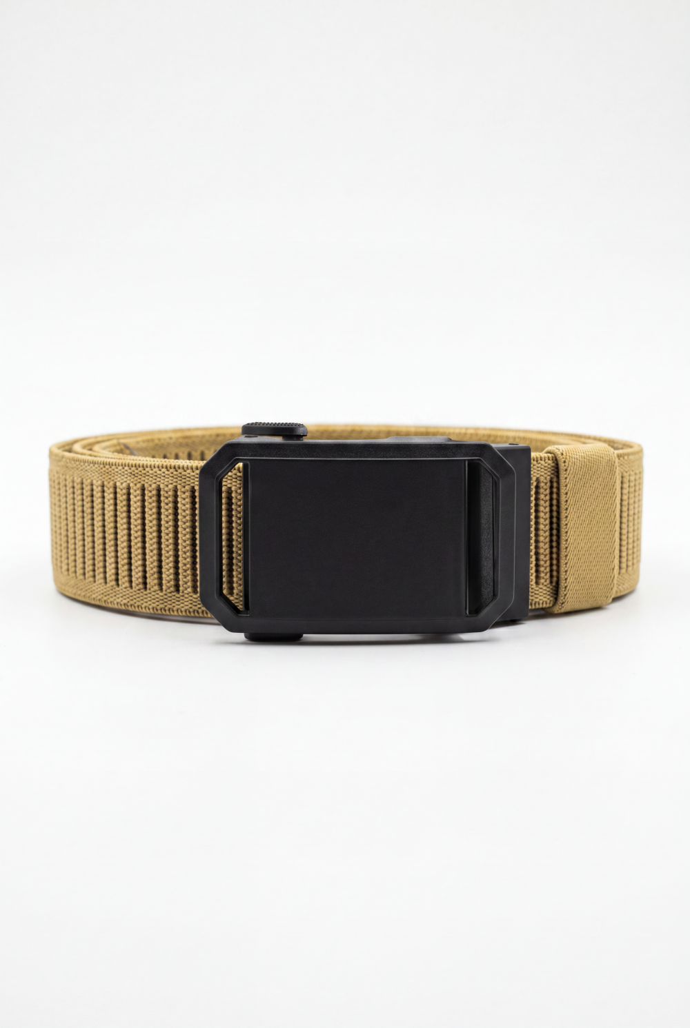 Men’s Tomato Store Angular Frame Auto Belt With Geometric Basket Weave Pattern Raised Inner Rib Grip Texture Smooth Plate Buckle