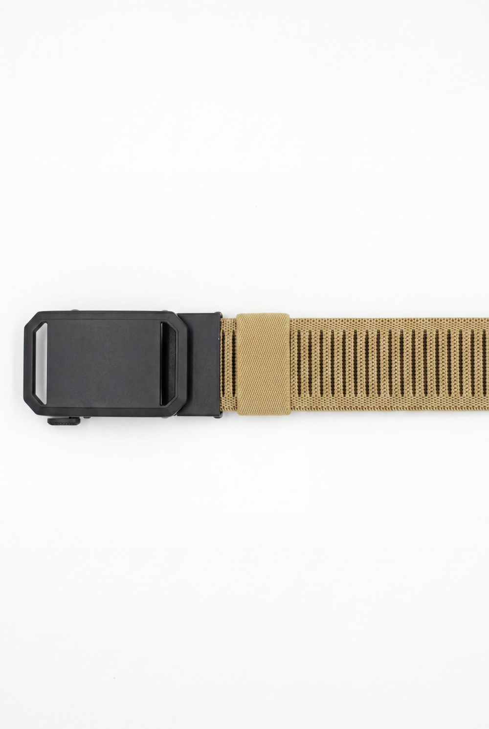 Men’s Tomato Store Angular Frame Auto Belt With Geometric Basket Weave Pattern Raised Inner Rib Grip Texture Smooth Plate Buckle