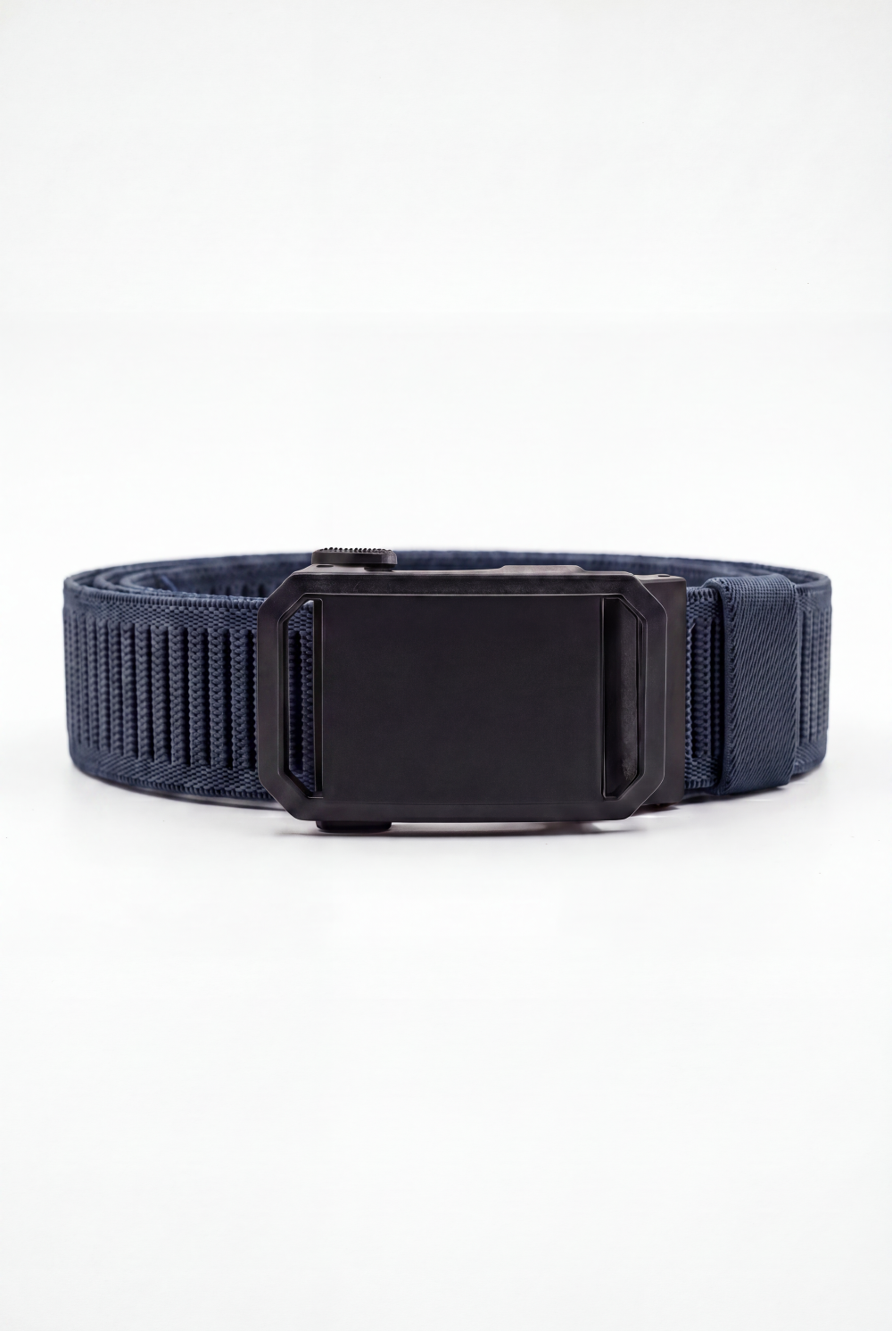 Men’s Tomato Store Angular Frame Auto Belt With Geometric Basket Weave Pattern Raised Inner Rib Grip Texture Smooth Plate Buckle