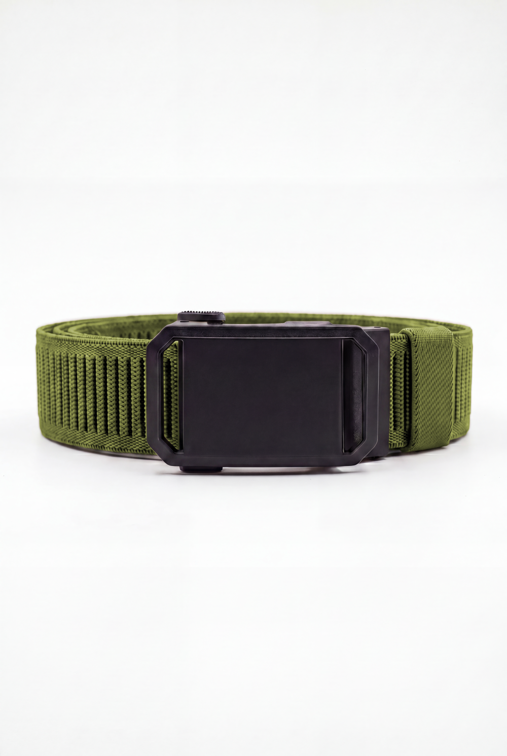 Men’s Tomato Store Angular Frame Auto Belt With Geometric Basket Weave Pattern Raised Inner Rib Grip Texture Smooth Plate Buckle