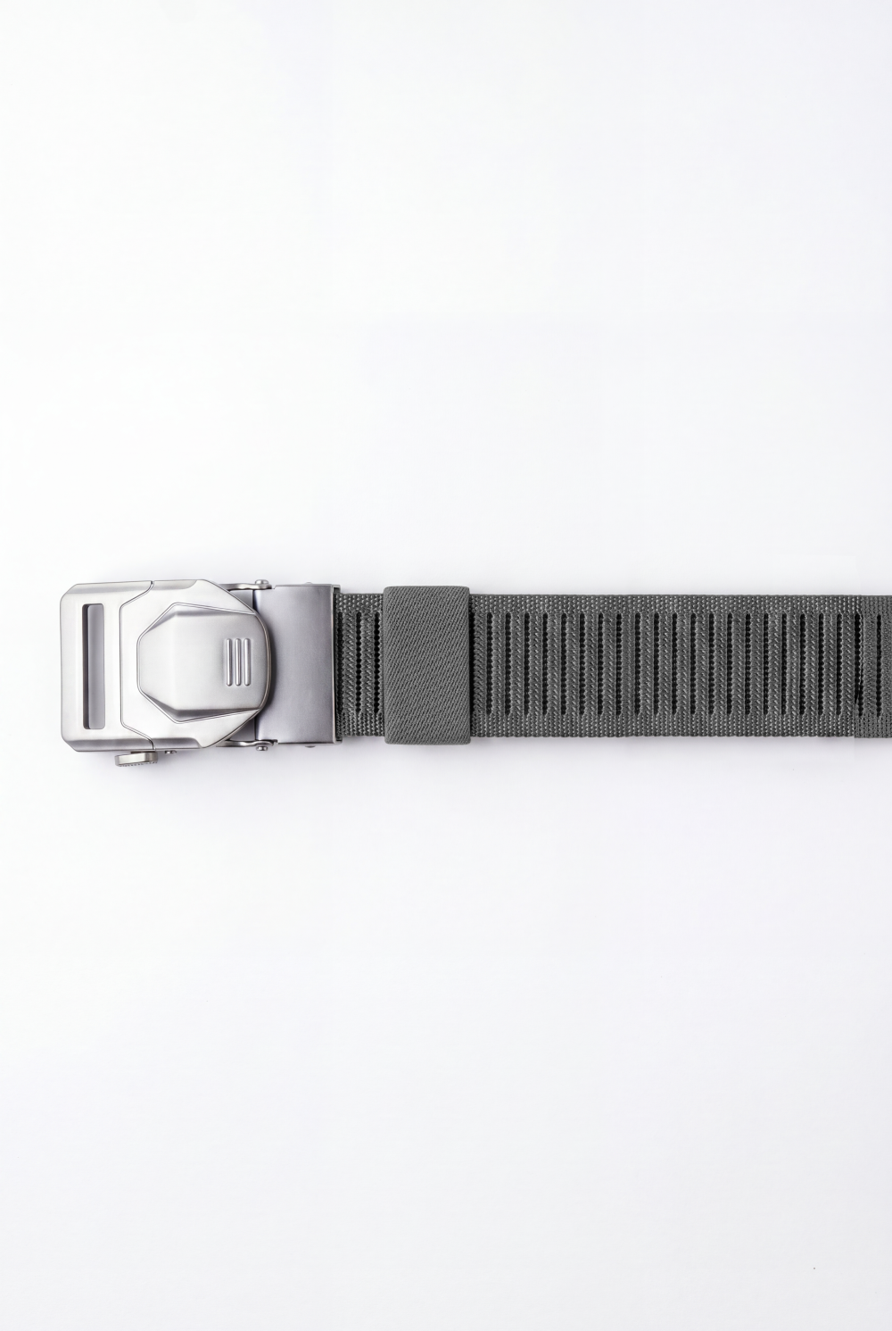 Men’s Tomato Store Blade Clip Web Belt With Ribbed Basket Weave Pattern Raised Inner Grip Texture Metallic Quick Release Buckle