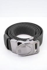 Men’s Tomato Store Blade Clip Web Belt With Ribbed Basket Weave Pattern Raised Inner Grip Texture Metallic Quick Release Buckle