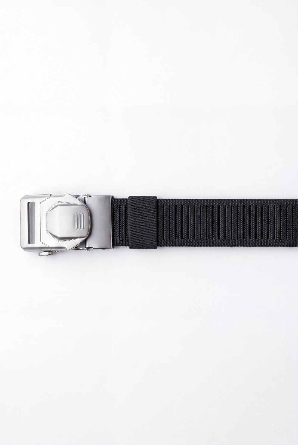 Men’s Tomato Store Blade Clip Web Belt With Ribbed Basket Weave Pattern Raised Inner Grip Texture Metallic Quick Release Buckle