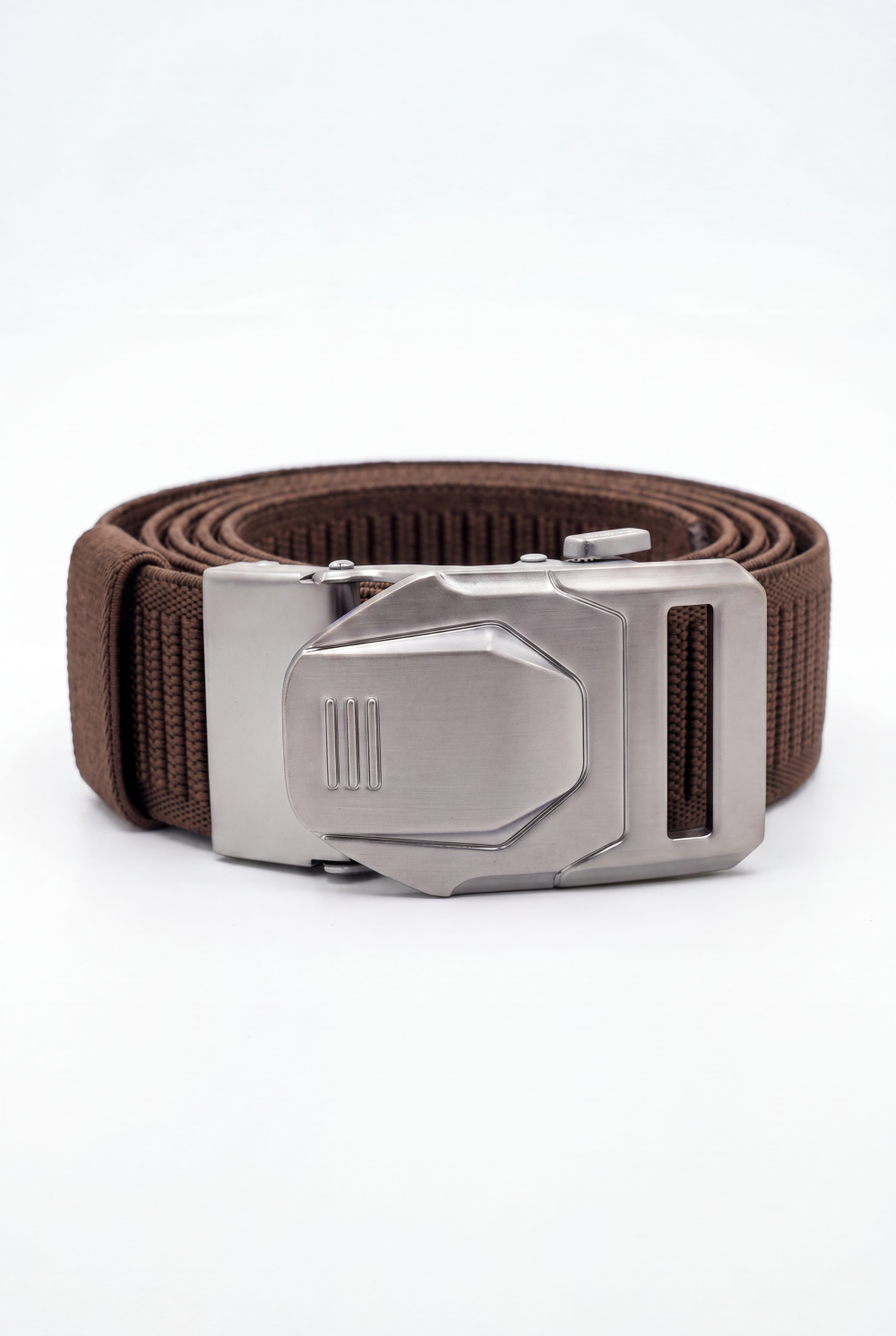 Men’s Tomato Store Blade Clip Web Belt With Ribbed Basket Weave Pattern Raised Inner Grip Texture Metallic Quick Release Buckle