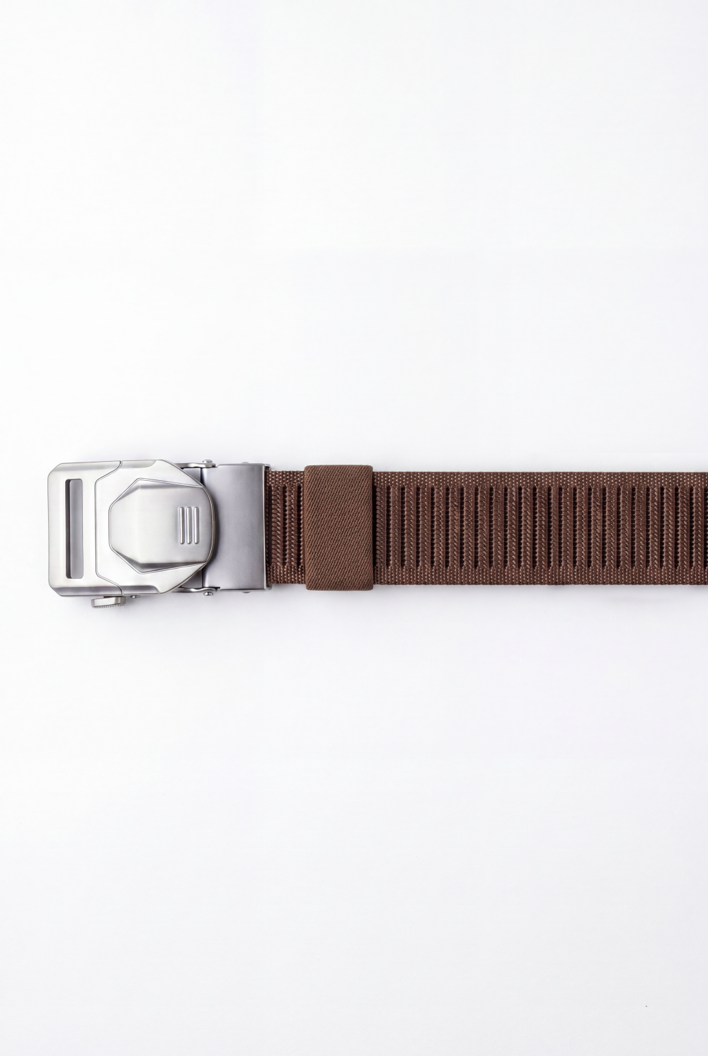 Men’s Tomato Store Blade Clip Web Belt With Ribbed Basket Weave Pattern Raised Inner Grip Texture Metallic Quick Release Buckle