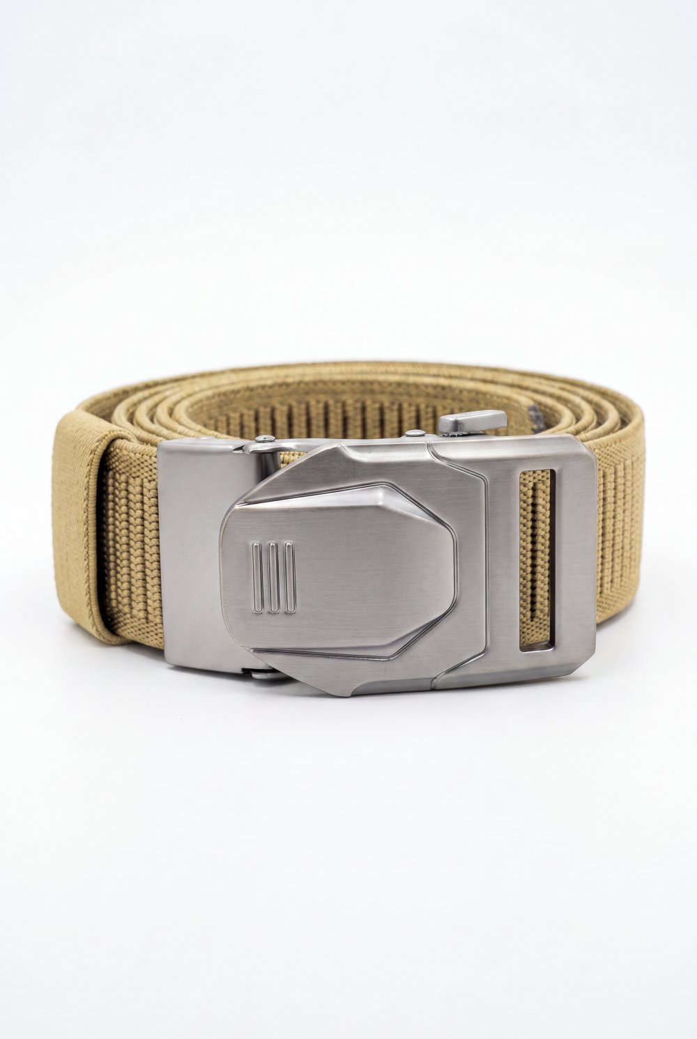 Men’s Tomato Store Blade Clip Web Belt With Ribbed Basket Weave Pattern Raised Inner Grip Texture Metallic Quick Release Buckle