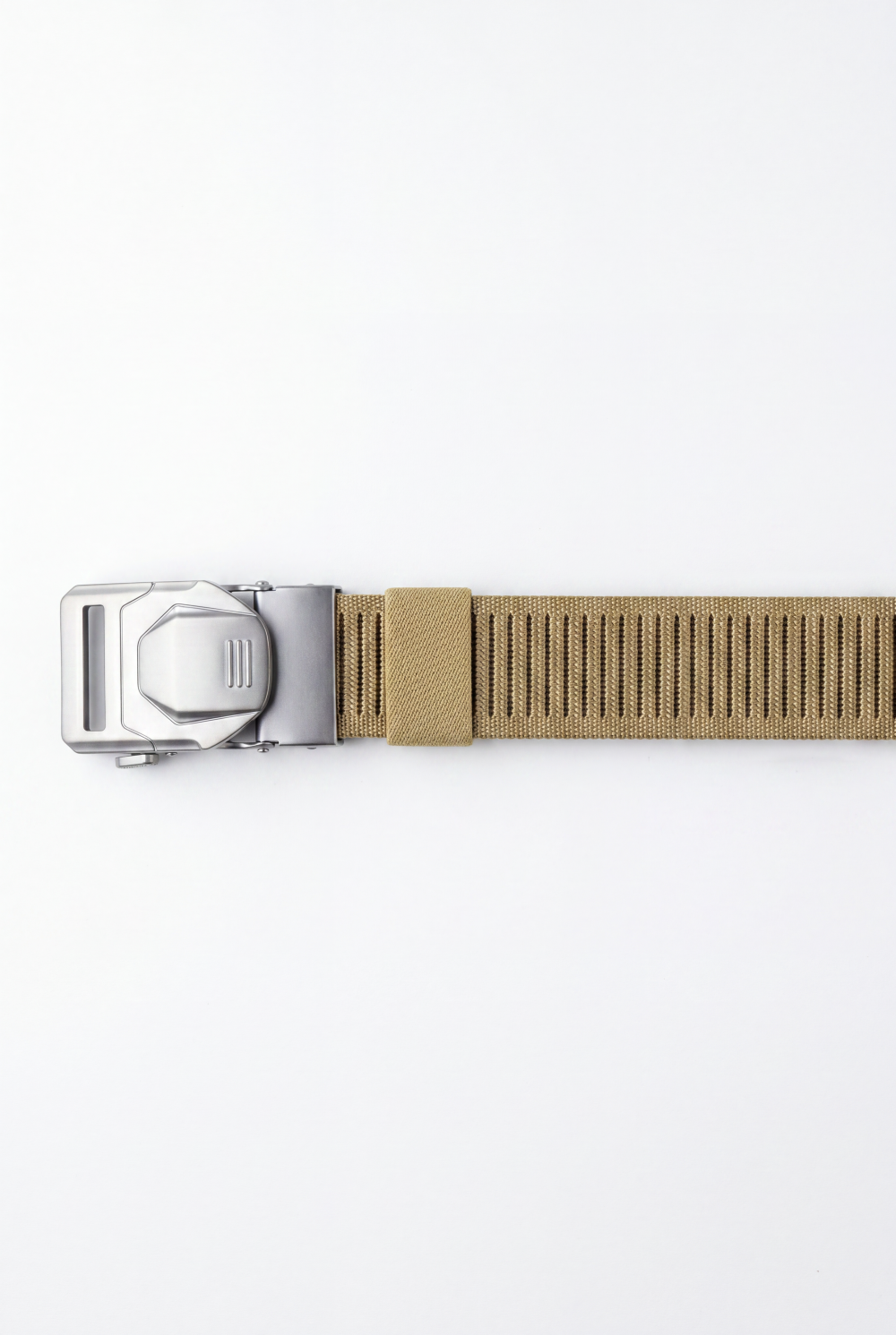 Men’s Tomato Store Blade Clip Web Belt With Ribbed Basket Weave Pattern Raised Inner Grip Texture Metallic Quick Release Buckle