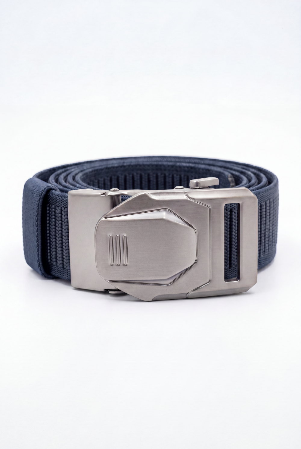 Men’s Tomato Store Blade Clip Web Belt With Ribbed Basket Weave Pattern Raised Inner Grip Texture Metallic Quick Release Buckle