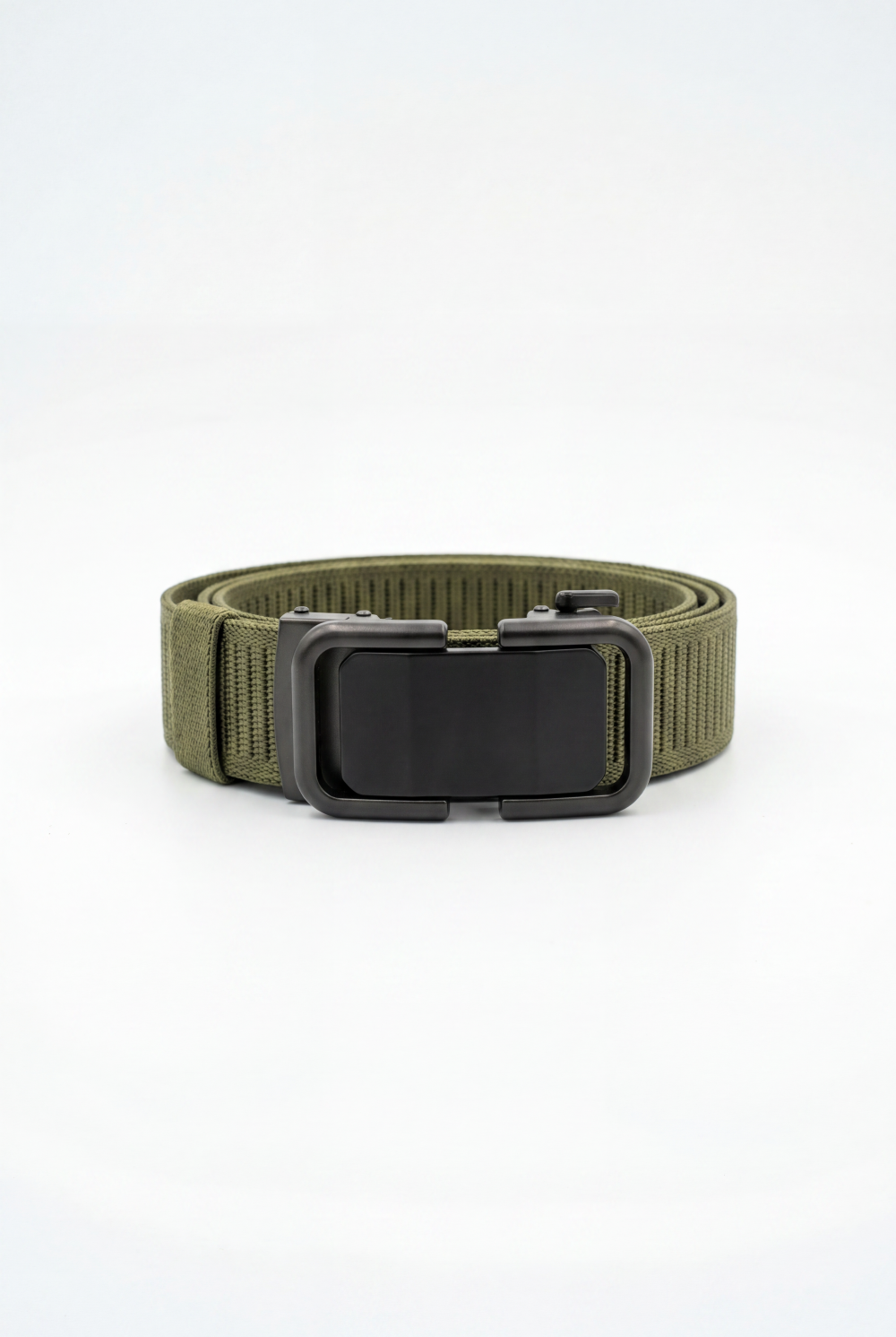Men’s Tomato Store Modern Web Belt Matte Frame Buckle Smooth Plate Center Secure Mechanism Adjustable