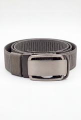 Men’s Tomato Store Brushed Plate Stretch Belt With Woven Elastic Strap Low Profile Lock Buckl