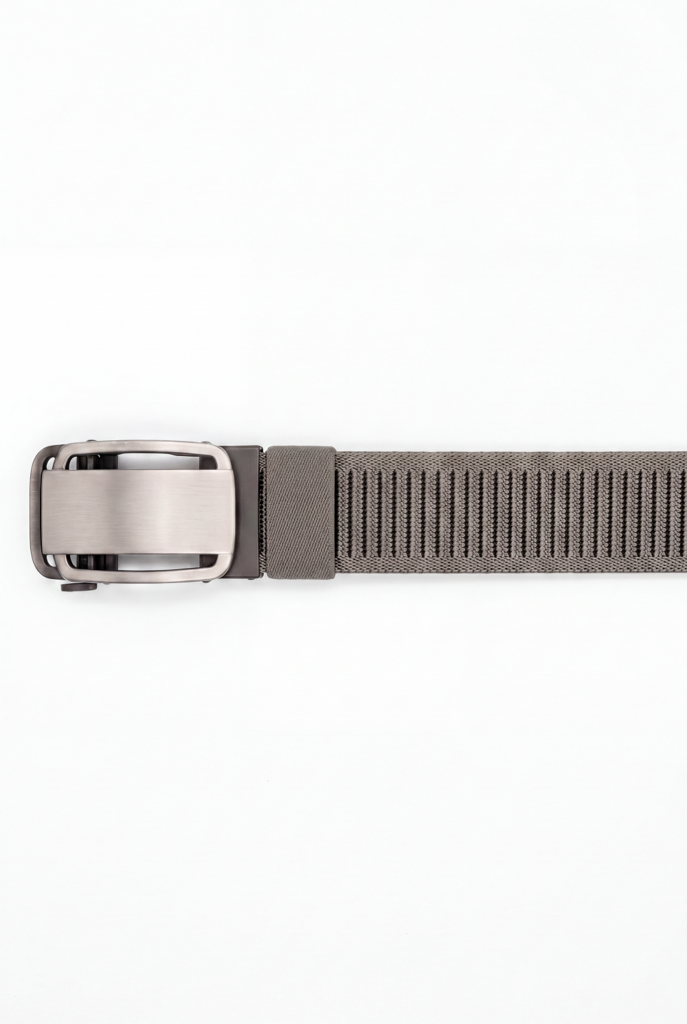 Men’s Tomato Store Brushed Plate Stretch Belt With Woven Elastic Strap Low Profile Lock Buckl