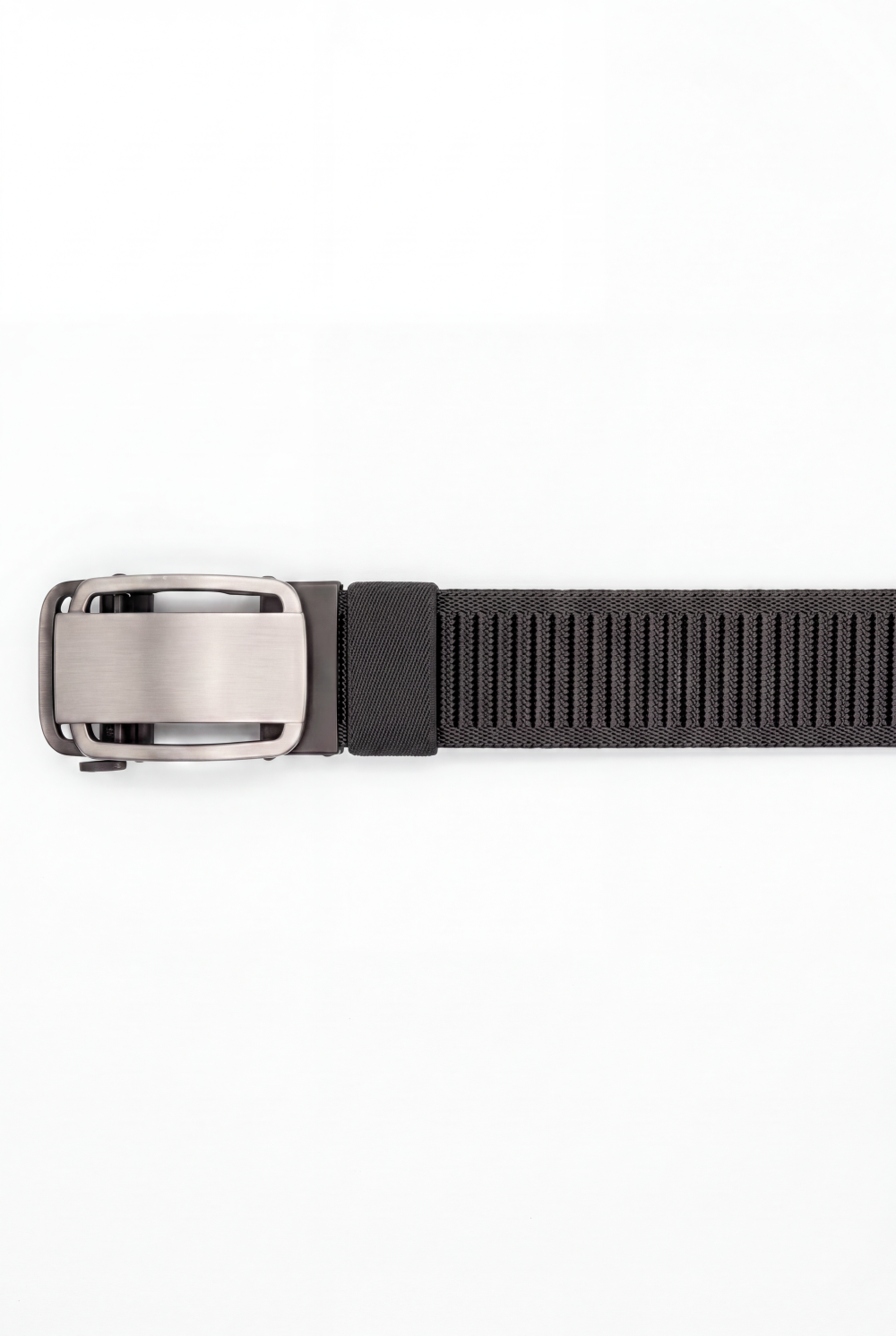 Men’s Tomato Store Brushed Plate Stretch Belt With Woven Elastic Strap Low Profile Lock Buckl