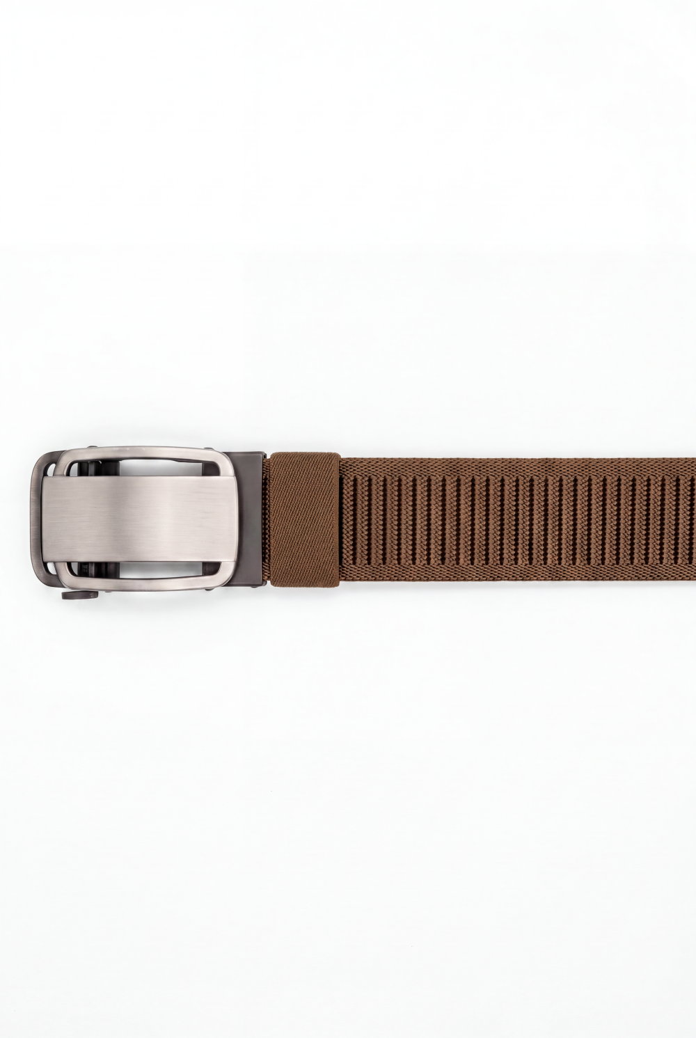 Men’s Tomato Store Brushed Plate Stretch Belt With Woven Elastic Strap Low Profile Lock Buckl