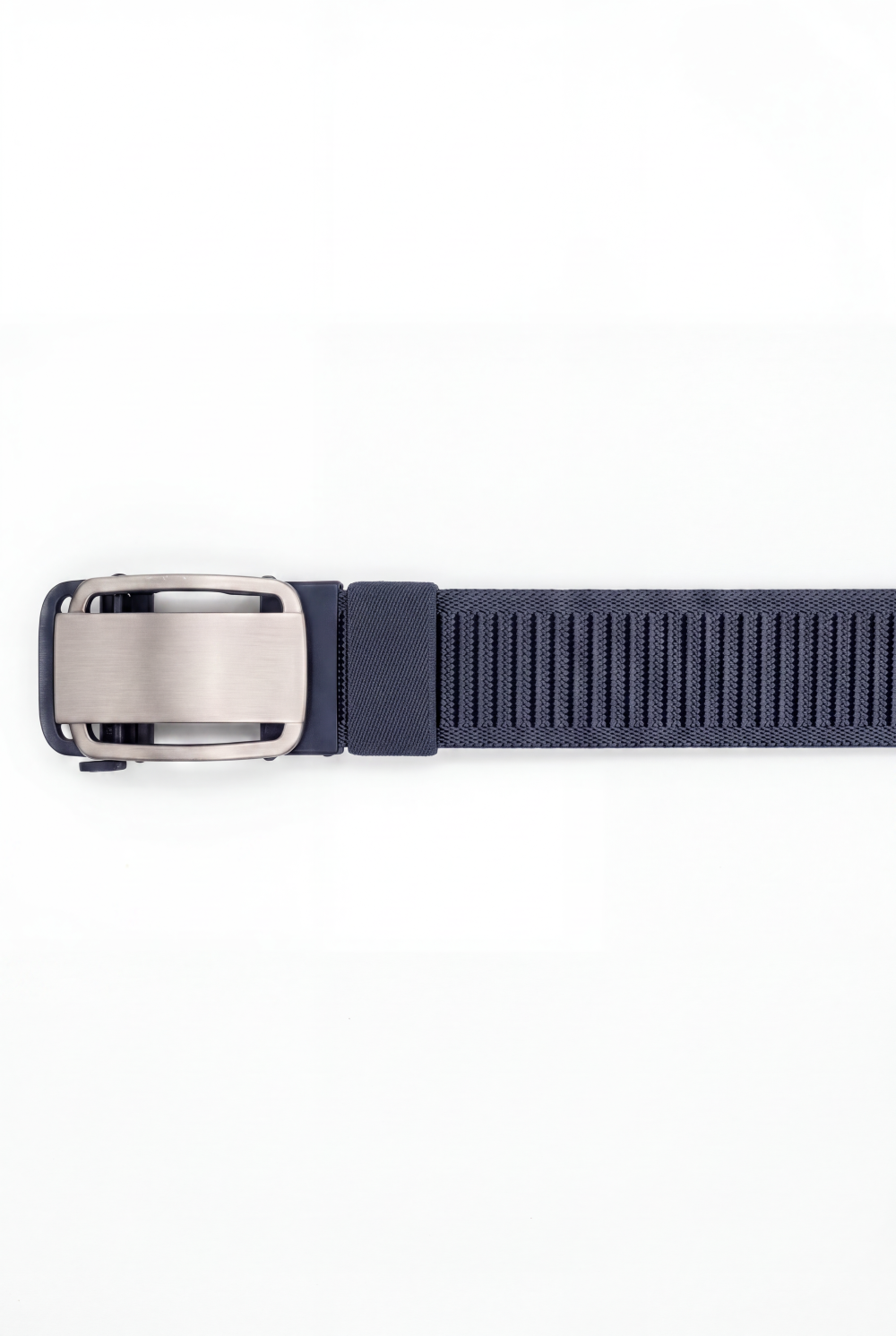 Men’s Tomato Store Brushed Plate Stretch Belt With Woven Elastic Strap Low Profile Lock Buckl
