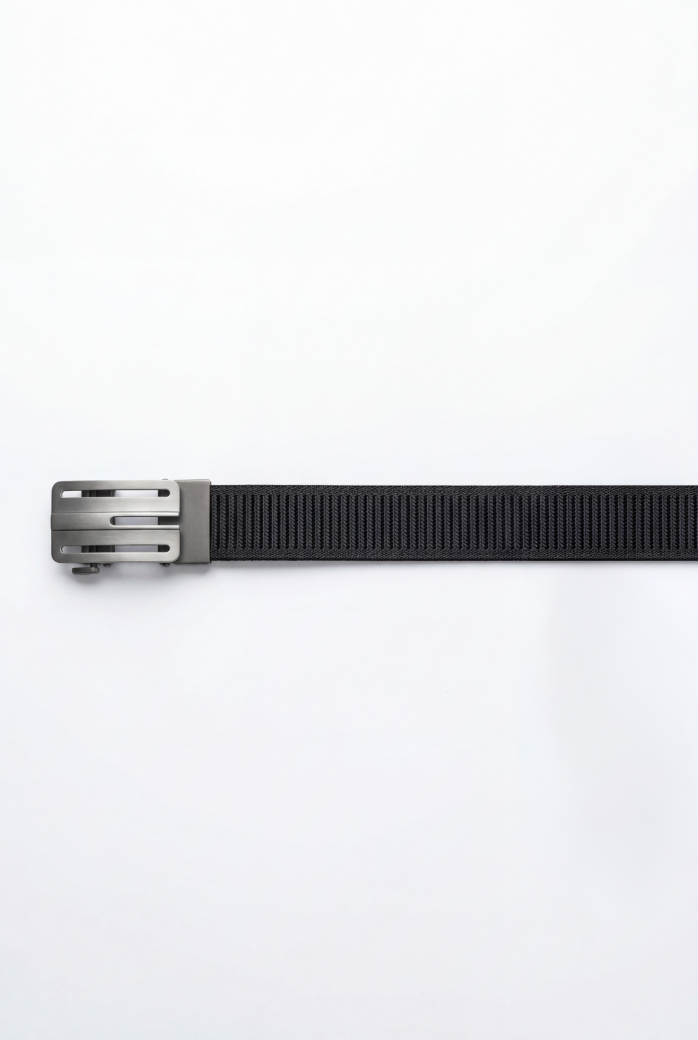 Men’s Tomato Store Industrial Web Belt Brushed Metal Cutout Buckle Structured Frame Design
